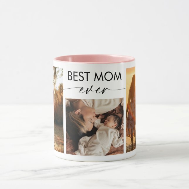 Taza Best Mom Ever Custom Photo Coffee Mug (Centro)