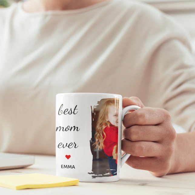 Taza Best Mom Ever l Custom Photo & Text Typography (Subido por el creador)