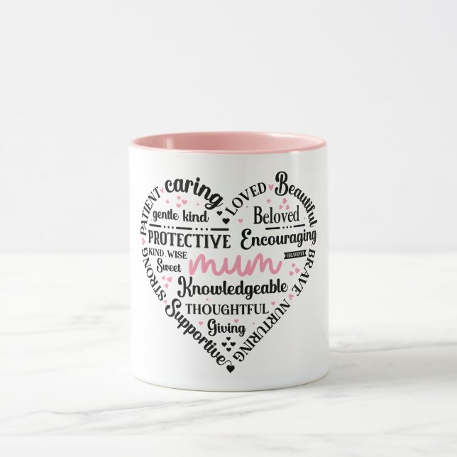 Taza Best Mum Ever: Mother's Day & Birthday Heart Word (Centro)
