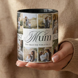 Taza Best Mum Ever Personalized Photo Collage keepsake
