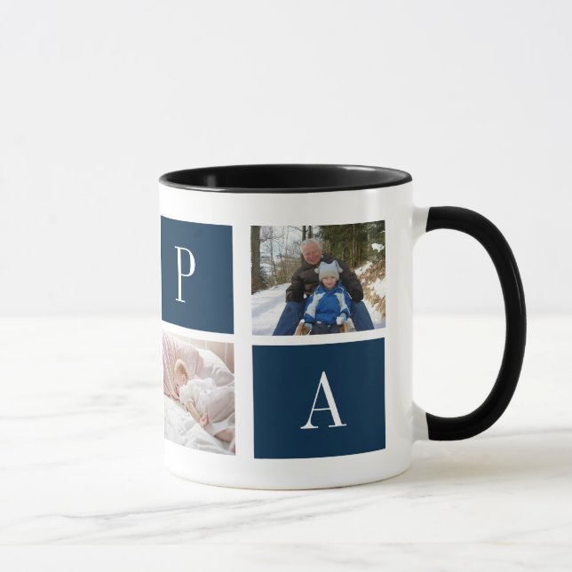 Taza Best Papa Ever – Custom 4-Photo Collage Mug (Derecha)