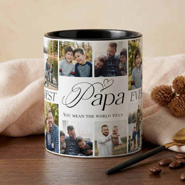Taza Best Papa Ever Personalized Photo Collage keepsake (Best Papa Ever Personalized Photo Collage keepsake Mug)