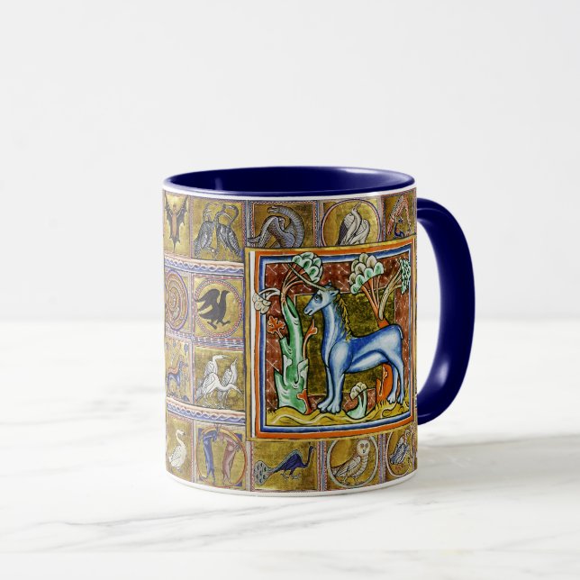 TAZA BESTIARIO MEDIEVAL, UNICORN, ANIMALES FANTÁSTICOS (Anverso derecho)