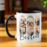Taza Besties Mascota Simple Modern Playful Three Photo<br><div class="desc">Este diseño sencillo y moderno se compone de una tipografía de escritura moderna y sencilla. Agregue fotos de mascotas personalizados de su gato,  perro o pájaros mascotas.</div>