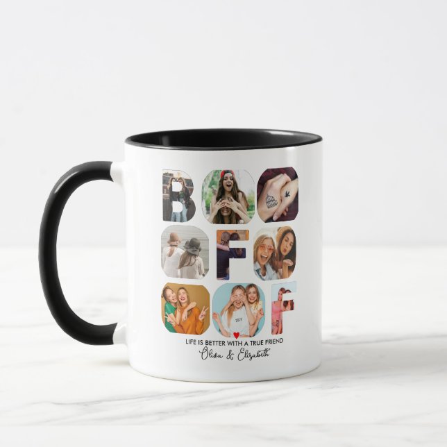 Taza Besties Regalo BFF Collage de fotos personalizado (Izquierda)