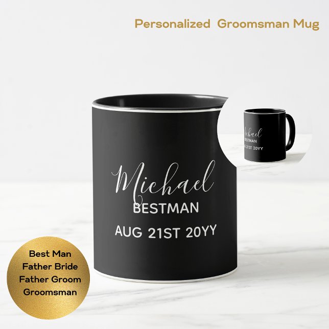 Taza Bestman Groomsman GIFTS Classic Black (Subido por el creador)