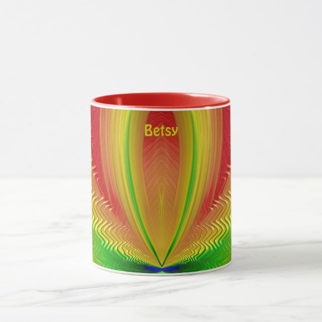 Taza BETSY ~ GLOSSY NAVIDADES de color rojo verde 3D (Centro)