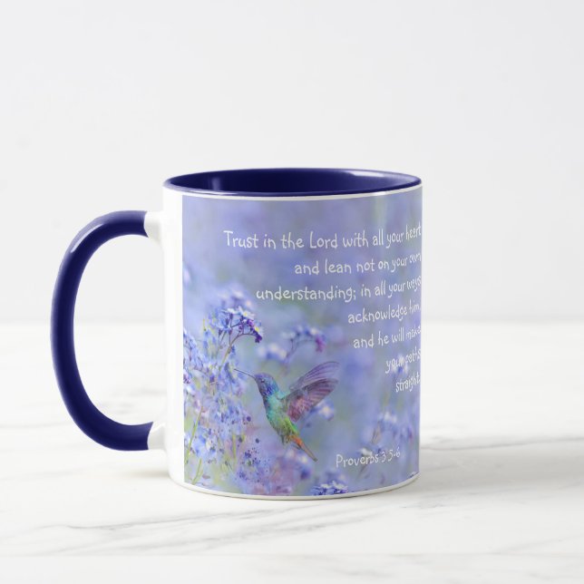 Taza Biblia Floral de Hummingbird Bird Blue Garden (Izquierda)