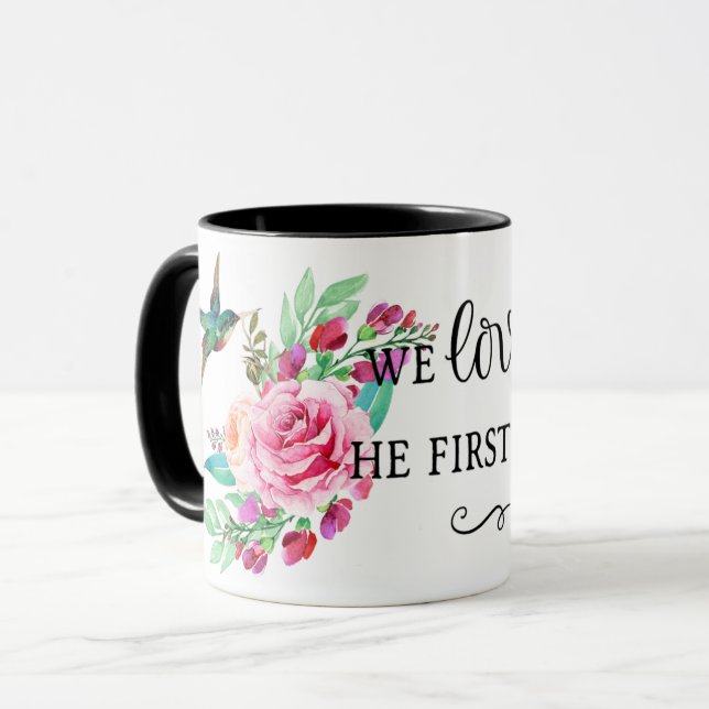 Taza Biblia sobre pájaro rosa rosado religiosa (Anverso izquierdo)
