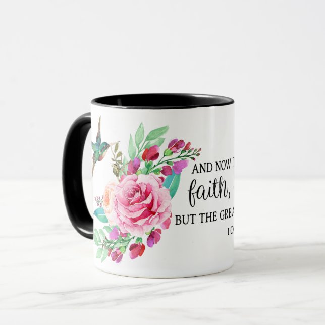 Taza Biblia sobre pájaro rosa rosado religiosa (Anverso izquierdo)
