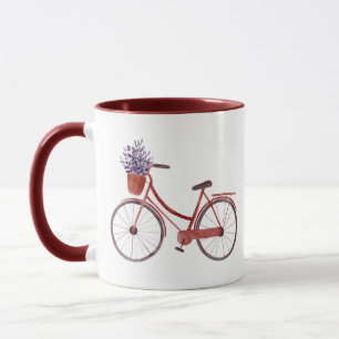 Taza Bicicleta color agua con flores
