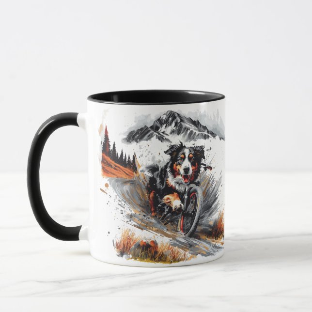 Taza Bicicleta De Perro De Montaña En Las Montañas (Izquierda)