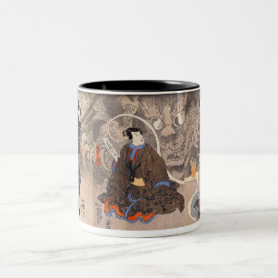 Taza Bicolor 化け猫, aparición del gato monstruoso, Kuniyoshi del