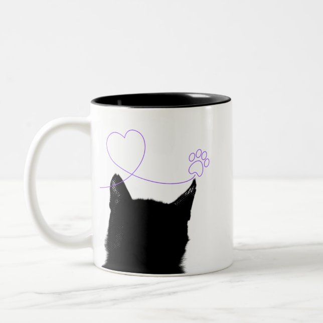 TAZA BICOLOR 黒猫の前後マグカップ (Izquierda)