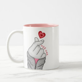 Taza Bicolor 마 음 을 드 려 요 "Te doy mi corazón" Gesto de la mano c