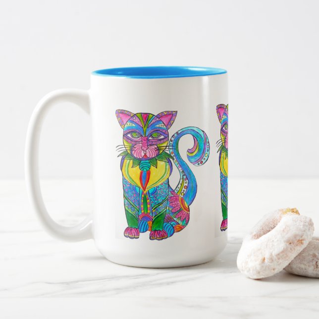 Taza Bicolor 0115 - CAT Mug (Con donut)