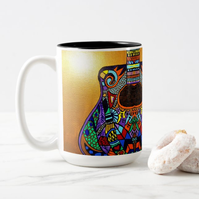 Taza Bicolor 0179 - Guitar Mug (Con donut)