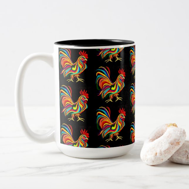 Taza Bicolor 0180 - Rooster Mug (Con donut)