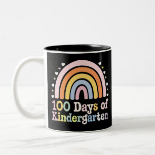 Taza Bicolor 100.º Día de Kinder Maestros Niños 100 Días