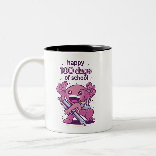 Taza Bicolor 100 días de invitación escolar (Izquierda)