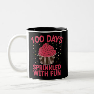 Taza Bicolor 100 Días Salpicados De Diversión Cupcake Colegiala