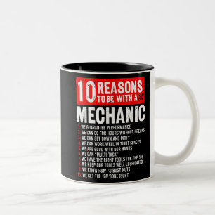 Taza Bicolor 10 Razones Para Estar Con Mecánico Funny Mecánico