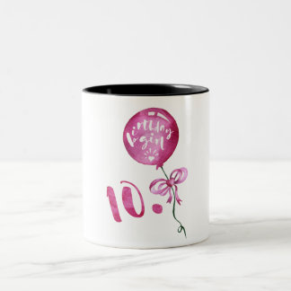 Taza Bicolor 10mo Chica del cumpleaños, regalos de los chicas