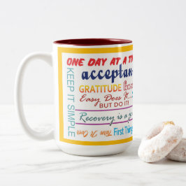 Taza Bicolor 12 step recovery slogans mug 25z-red