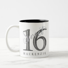 Taza Bicolor 16.º Gris carbonífero | Dulce 16 Purpurina platead