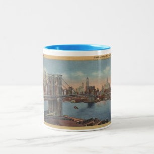 Taza Bicolor 1934 NY Brooklyn Bridge Mug