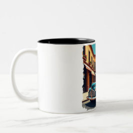 Taza Bicolor 1940s Vintage Car Mug