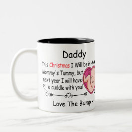 Taza Bicolor 1.ᵉʳ Navidad papi que espera embarazada de bulto
