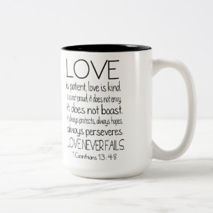 Taza Bicolor 1 amor de la cita del verso de la biblia de los
