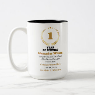 Taza Bicolor 1 Año de Servicio Reconocimiento de Empleado – Per