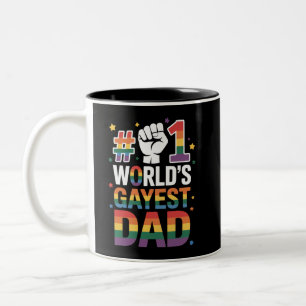 Taza Bicolor #1 Papá Gay Más Gay Del Mundo Divertido Día Del Pa