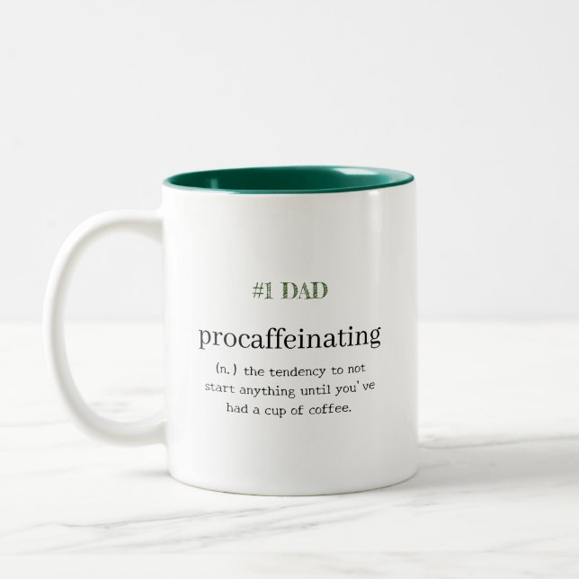 Taza Bicolor #1 PAPÁ Personalizado Procaffeinating (Izquierda)
