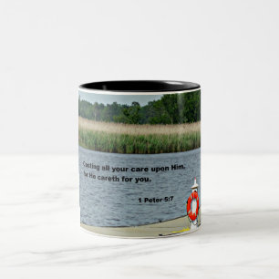 Taza Bicolor 1 Peter 5:7 Dándole toda tu atención...