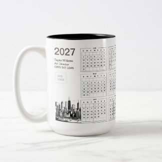 Taza Bicolor 2027 Chicago Skyline Business Logo Minimalist 