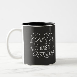 Taza Bicolor 20.º Aniversario Gift Chalk Hearts