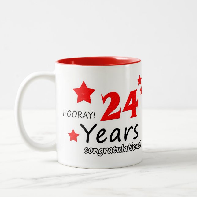 Taza Bicolor 24° aniversario, 24 años de aniversarios Bodas (Izquierda)