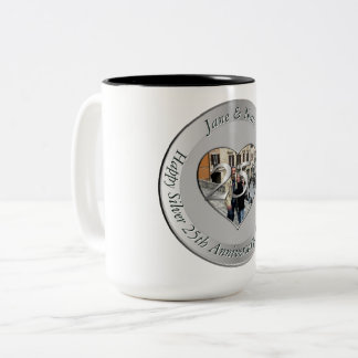 Taza Bicolor 25º Aniversario de Bodas de Plata + Foto