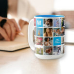 Taza Bicolor 28 Collage de fotos familiar Monogrammed Mug<br><div class="desc">Presentamos nuestras 28 fotos monogramadas personalizadas mug. Diseñado con amor y recuerdos preciados, nuestro fotógrafo familiar personalizado es un tesoro de nostalgia y calidez. Cada sorbo de esta obra maestra personalizada es un viaje a través de risas compartidas, reuniones alegres y momentos inolvidables capturados en el tiempo. Con espacio para...</div>