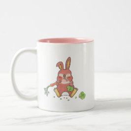 Taza Bicolor 2 diseños Conejito bebé lindo hambriento y somnoli