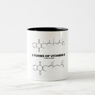 Taza Bicolor 2 formas de la vitamina K (moléculas químicas)