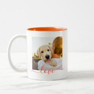Taza Bicolor 2 Naranja de texto de doble cara de plantilla de f