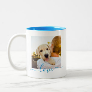Taza Bicolor 2 Plantilla de fotografía Doble cara de Amor Texto