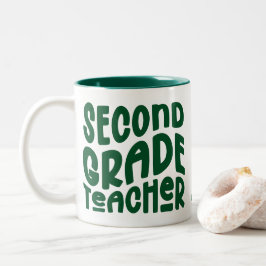 Taza Bicolor 2nd Grade Teacher Green Text 