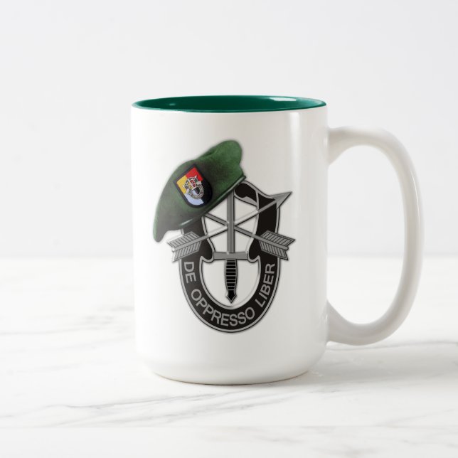 Taza Bicolor 3ª Fuerza Especial Green Berets SFGA Fort Braging (Derecha)