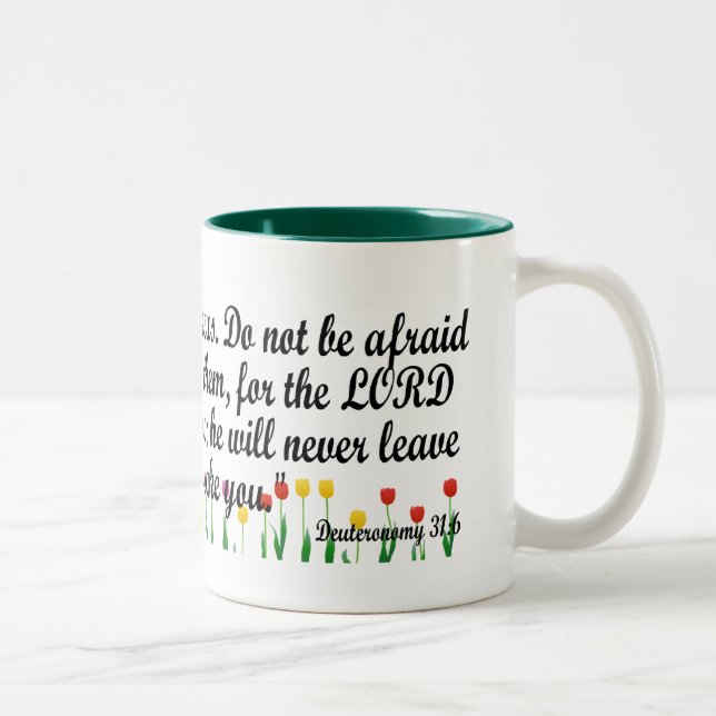 Taza Bicolor 31:6 de Deuteronomy (Derecha)