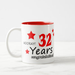 Taza Bicolor 32° aniversario, 32 años de aniversarios Bodas